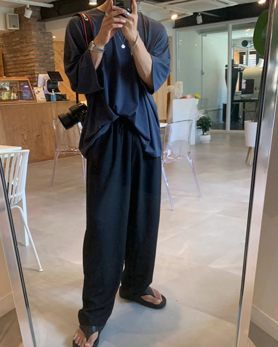 [MRCYC] COTTON LOOSE ROUND NECK HALF-SLEEVED T-SHIRT   FE0181