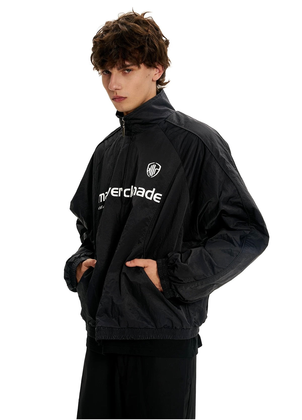 American Letter Print Jacket – Vintage Streetwear Varsity Zip Jacket   FE0070