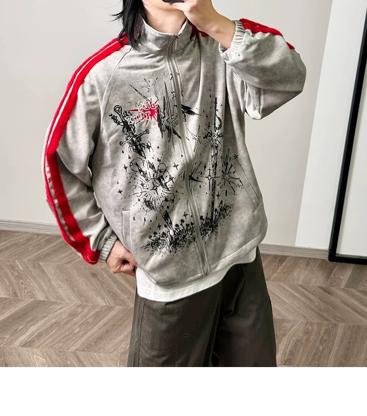 Men’s Printed Color-Block Fleece Jacket  FE0333