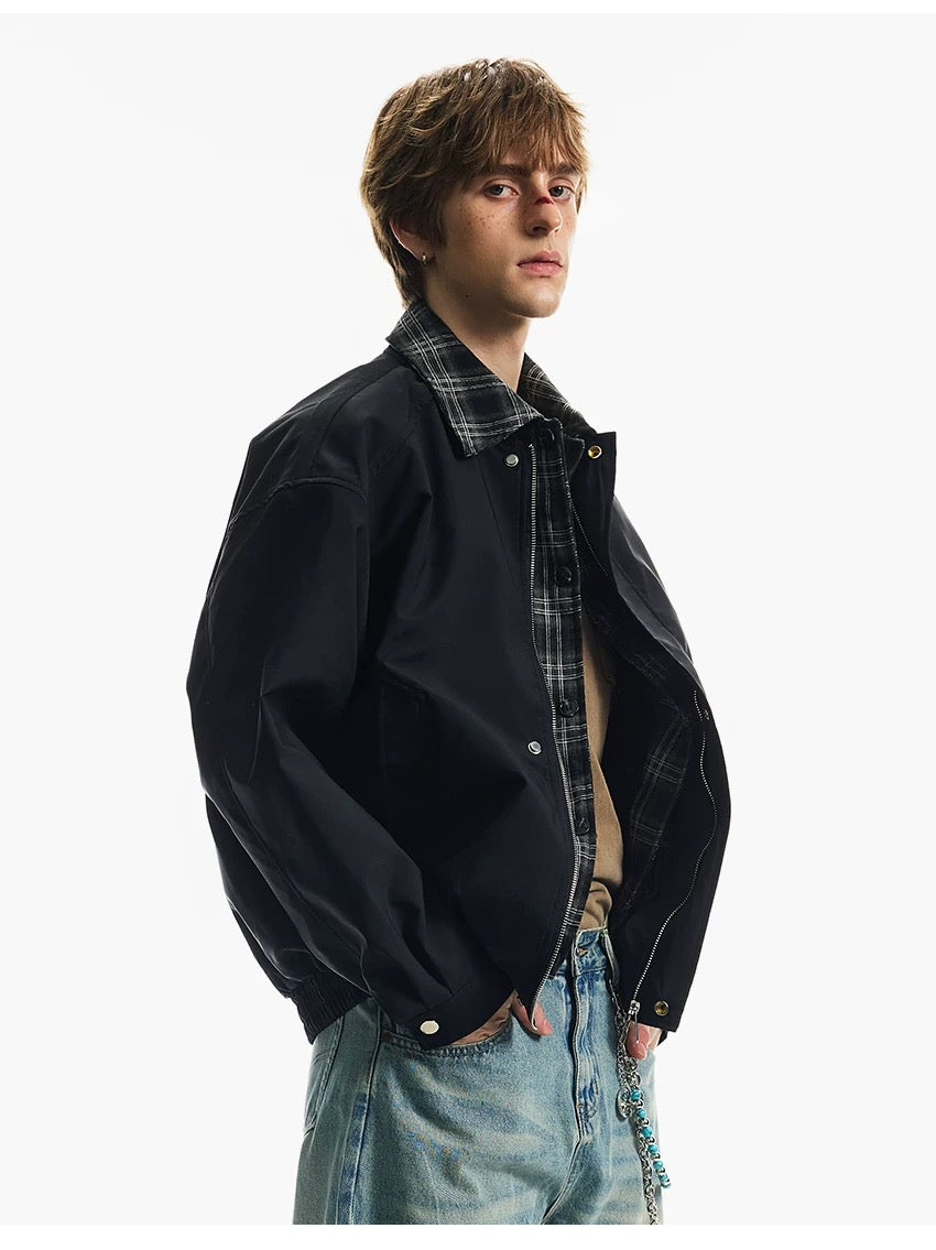 Men’s Retro American Plaid Lapel Jacket   FE0079