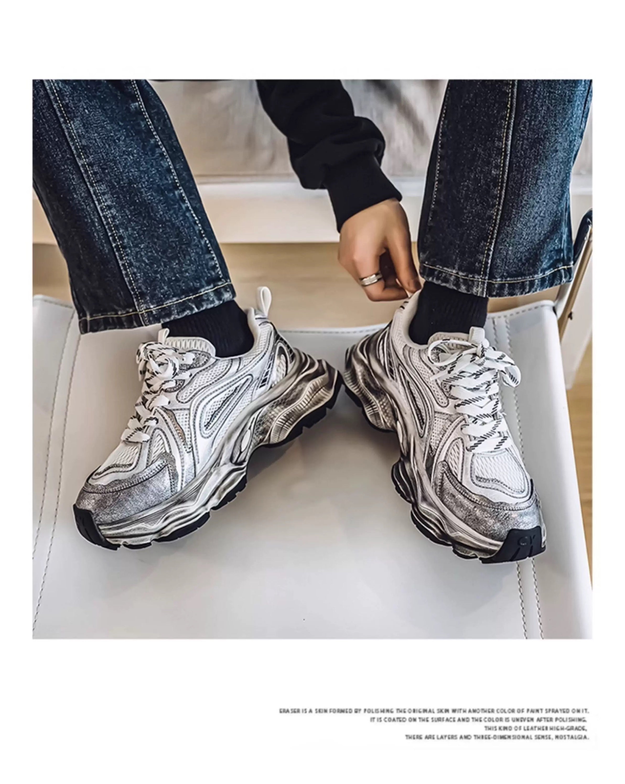 Men’s Retro Chunky Sneakers Casual Fashion Dad Shoes Soft Sole Trendy Running Shoes S0015