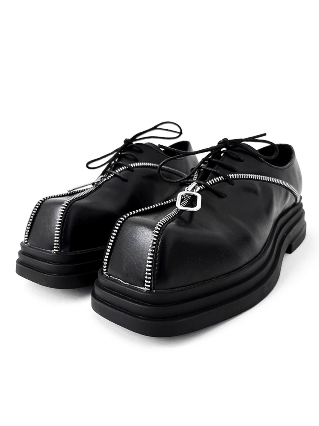 Square head leather shoes S046