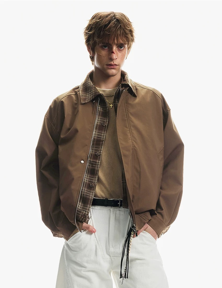 Men’s Retro American Plaid Lapel Jacket   FE0079