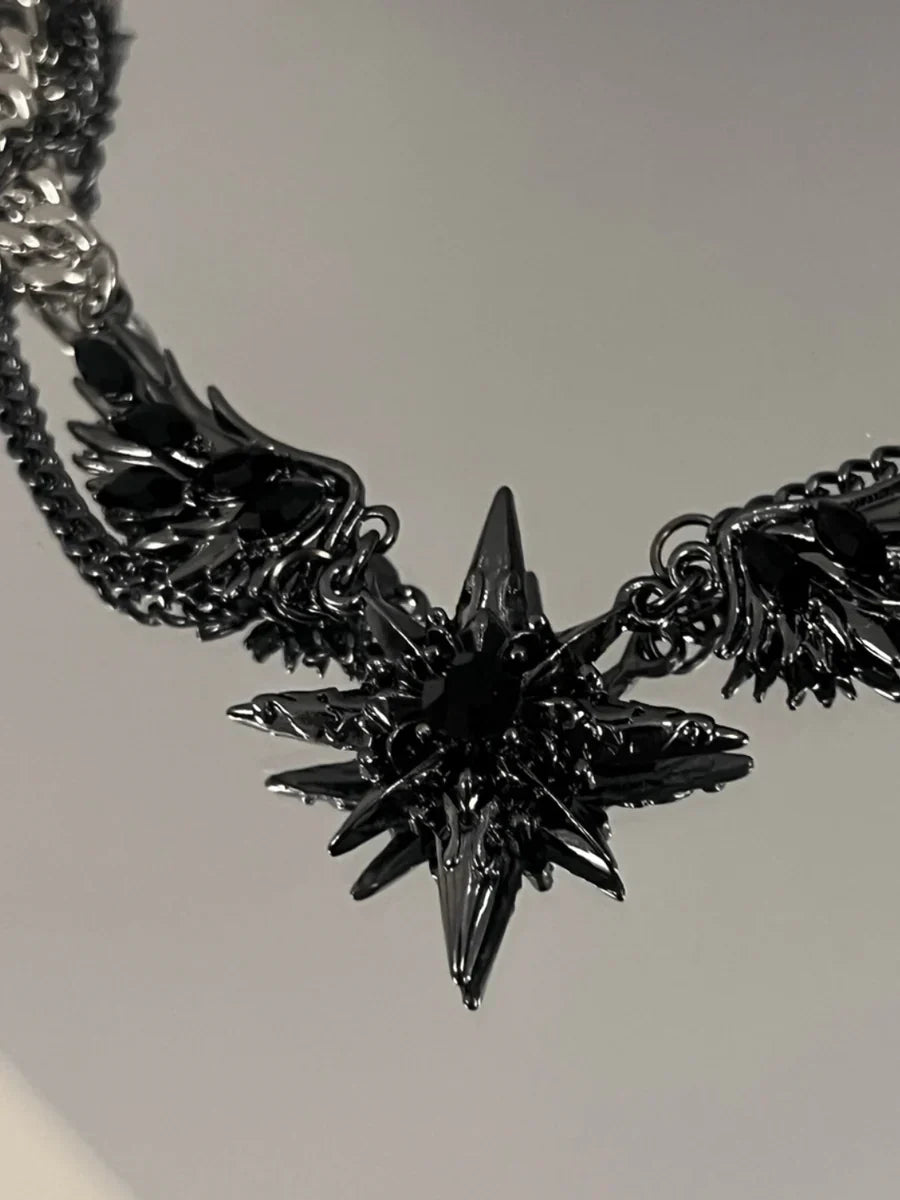 [CHEALIMPID] DARKGEMSTONE DIAMONDS WINGS DESIGN NECKLACE   FA088