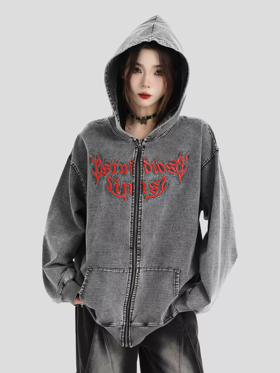 GOTHIC LETTER LOGO DENIM JACKET   FE0122