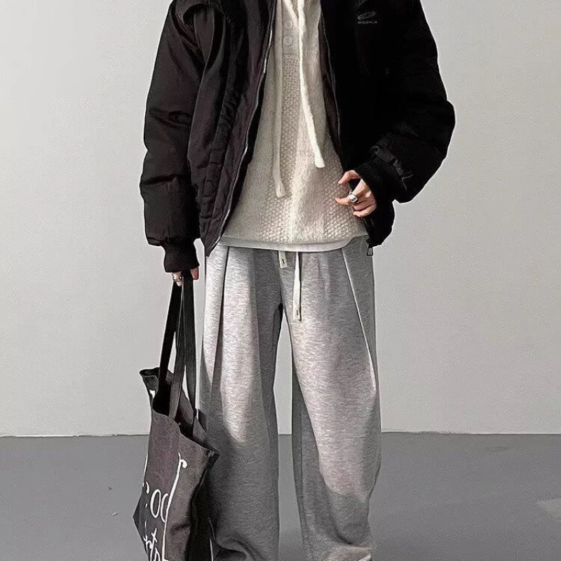 Men’s Deconstructed Bomber Jacket – American Retro High-Street Flight Outerwear FE0041