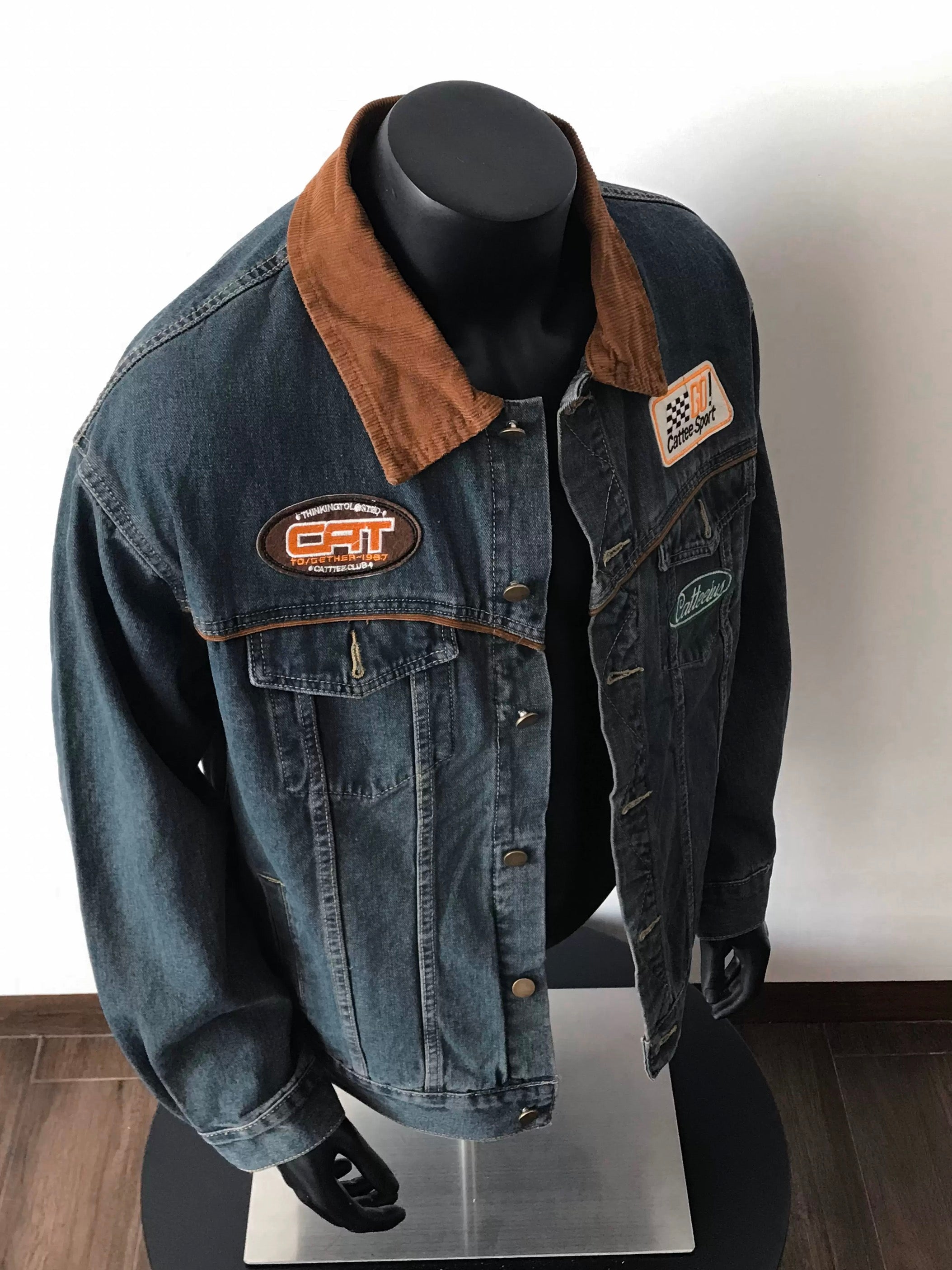 Men’s Vintage Patch Denim Jacket – American Retro Streetwear Outerwear  FE0288