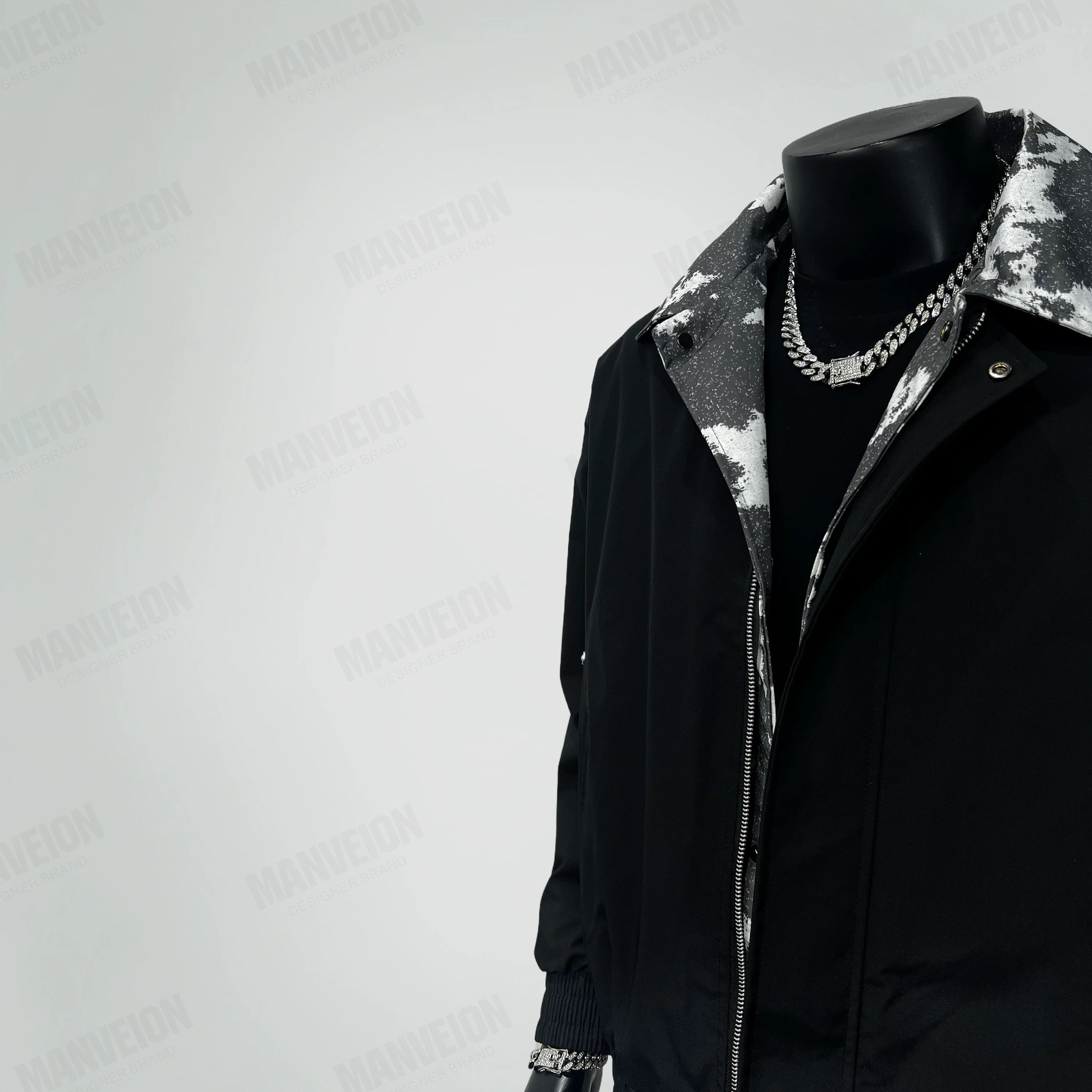 Men’s Vintage Layered Collar Jacket – Loose Fit Retro Streetwear Coat   FE0015