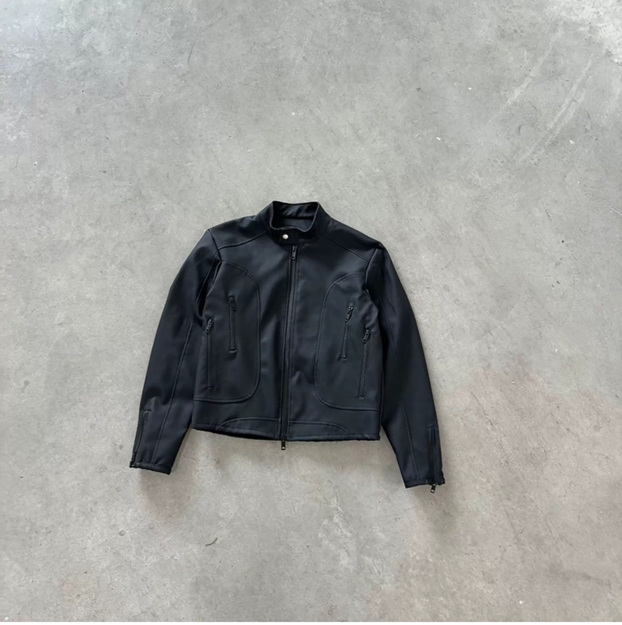 Men’s Deconstructed Patchwork Stand Collar Jacket – American Retro Street Outerwear FE0036