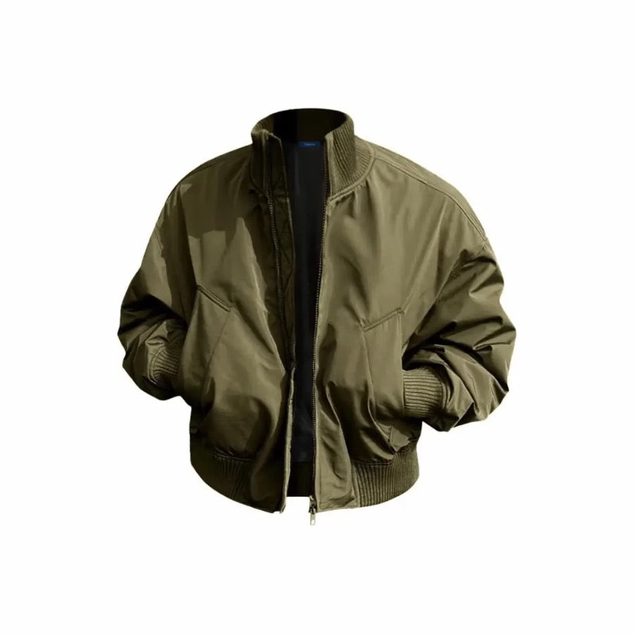 Men’s Short Padded Bomber Jacket – American Retro Street Winter Coat   FE0312