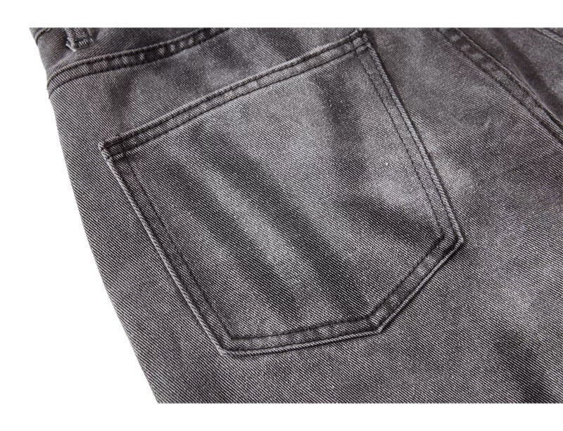 Men’s Smoke Washed Vintage Jeans – Distressed American Street Denim Pants   FE0311