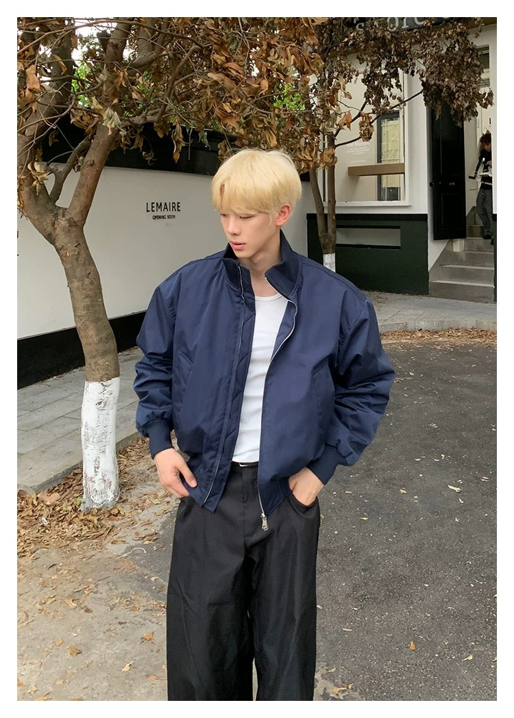 Men’s Short Padded Bomber Jacket – American Retro Street Winter Coat   FE0312