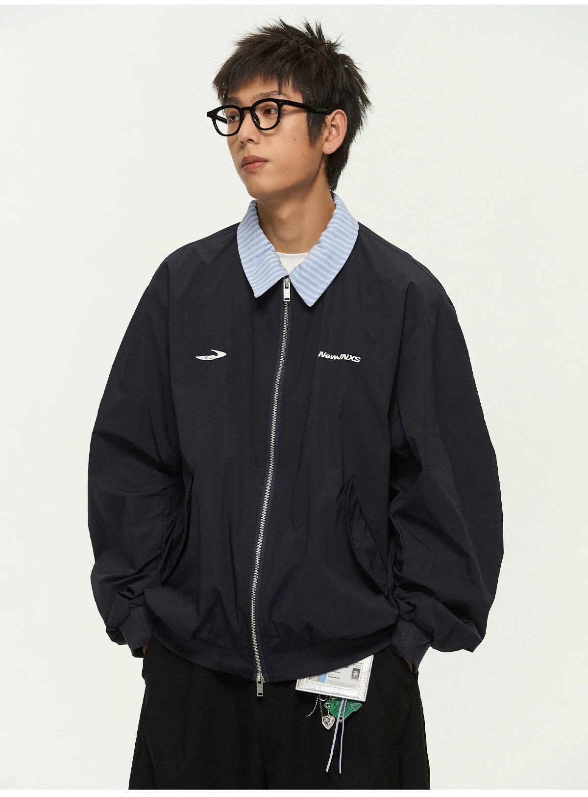 Men’s Vintage Embroidered Layered Baseball Jacket – Retro Streetwear Bomber Coat   FE0017