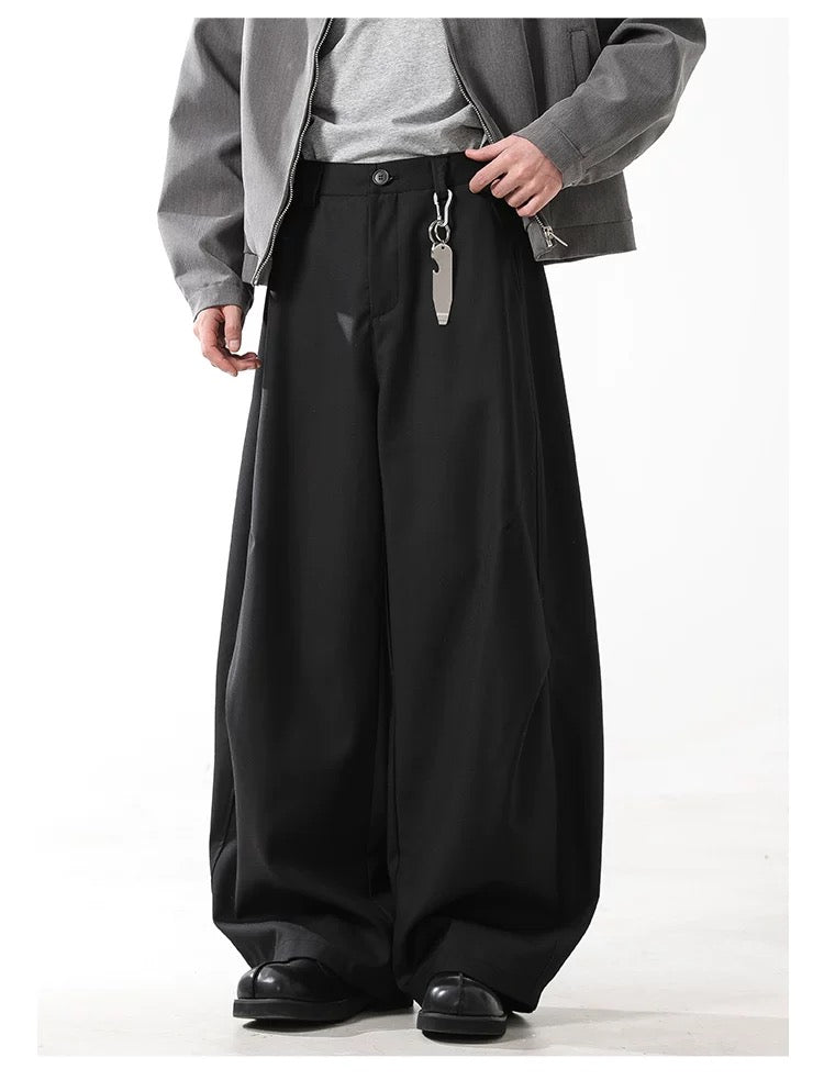 Men’s American Vintage Curved-Cut Trousers – Loose Fit Retro Streetwear Pants   FE0287