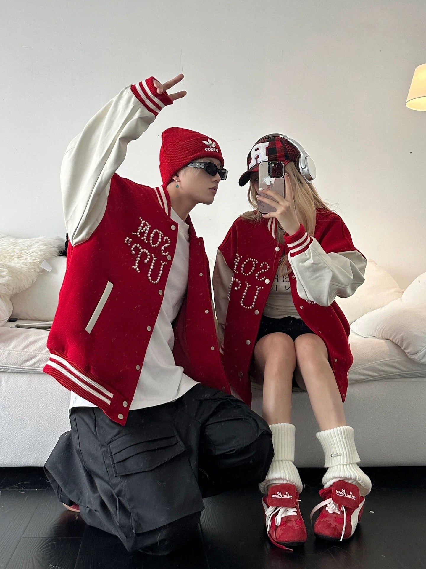 American Streetwear Rhinestone Baseball Jacket   FE0272