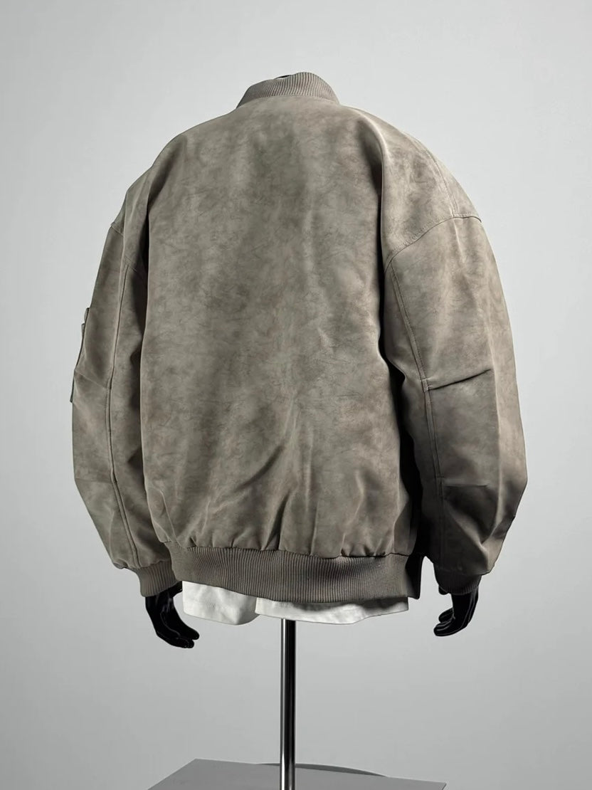LOOSE STAND-COLLAR MOTO JACKET  FE0217