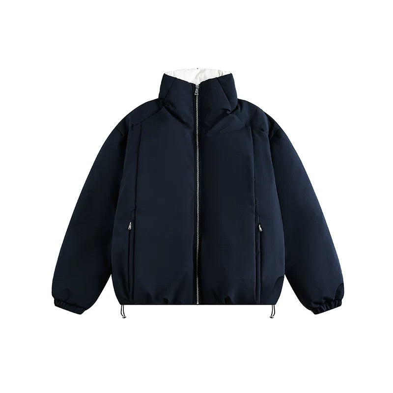 Men’s White Duck Down Stand Collar Puffer Jacket – Minimal Warm Winter Outerwear FE0039