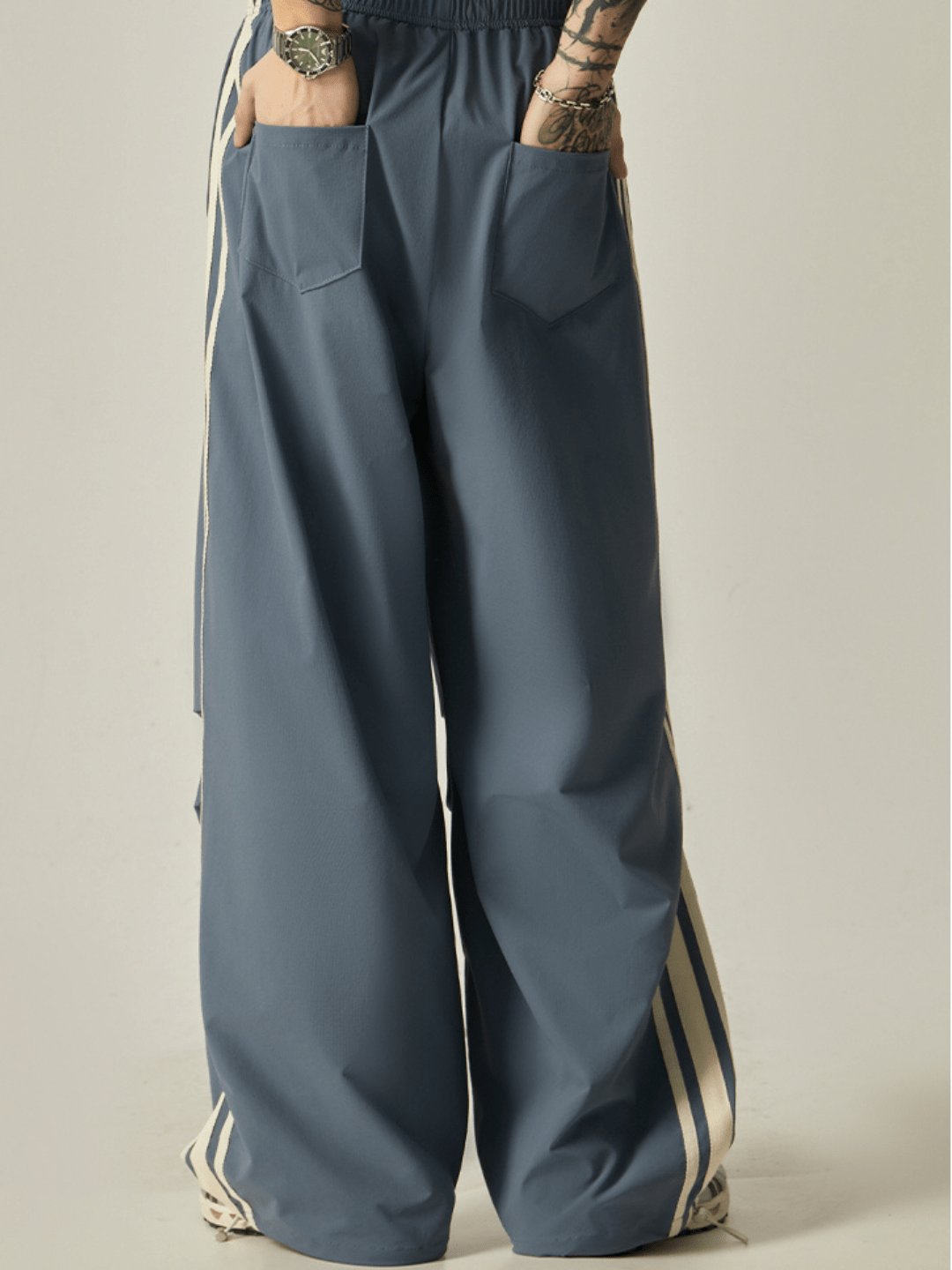 Striped loose wide-leg casual pants FE0682
