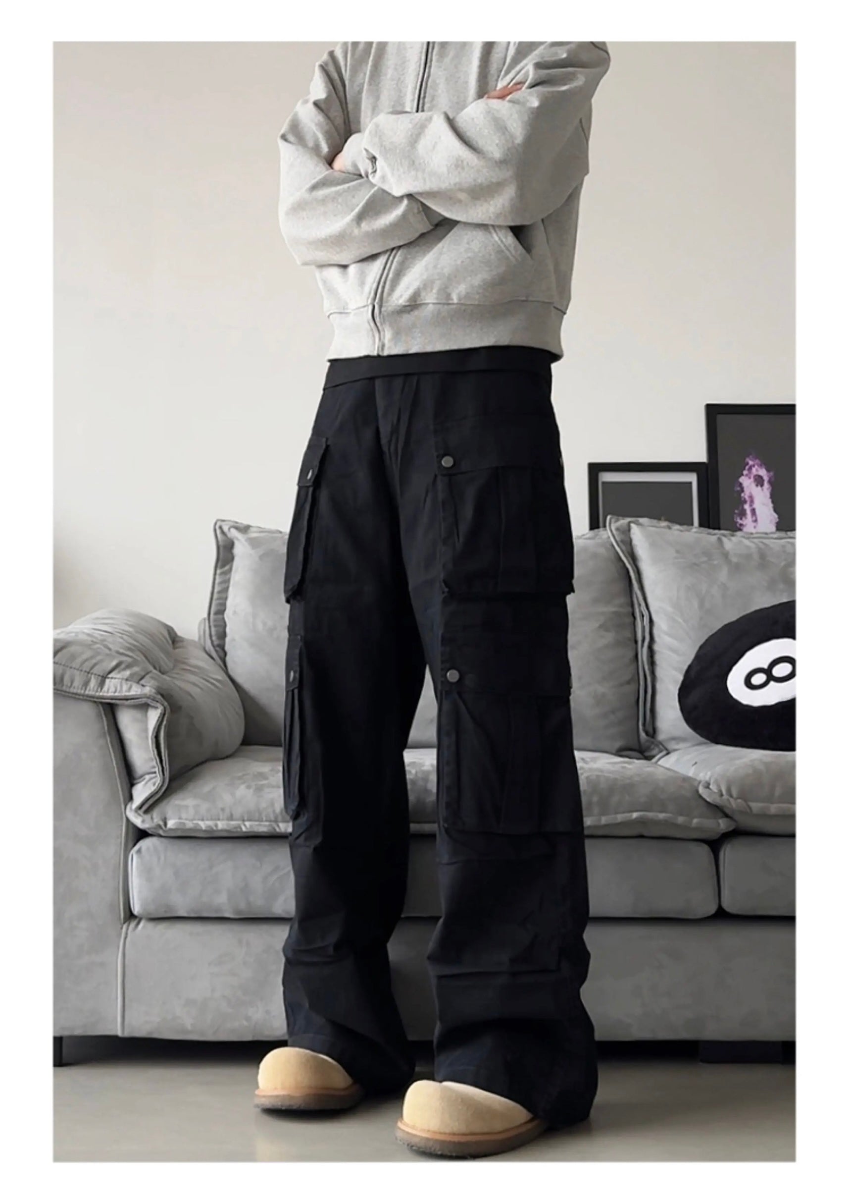 Men’s Multi-Pocket Cargo Pants – American Street Utility Workwear Trousers  FE0313