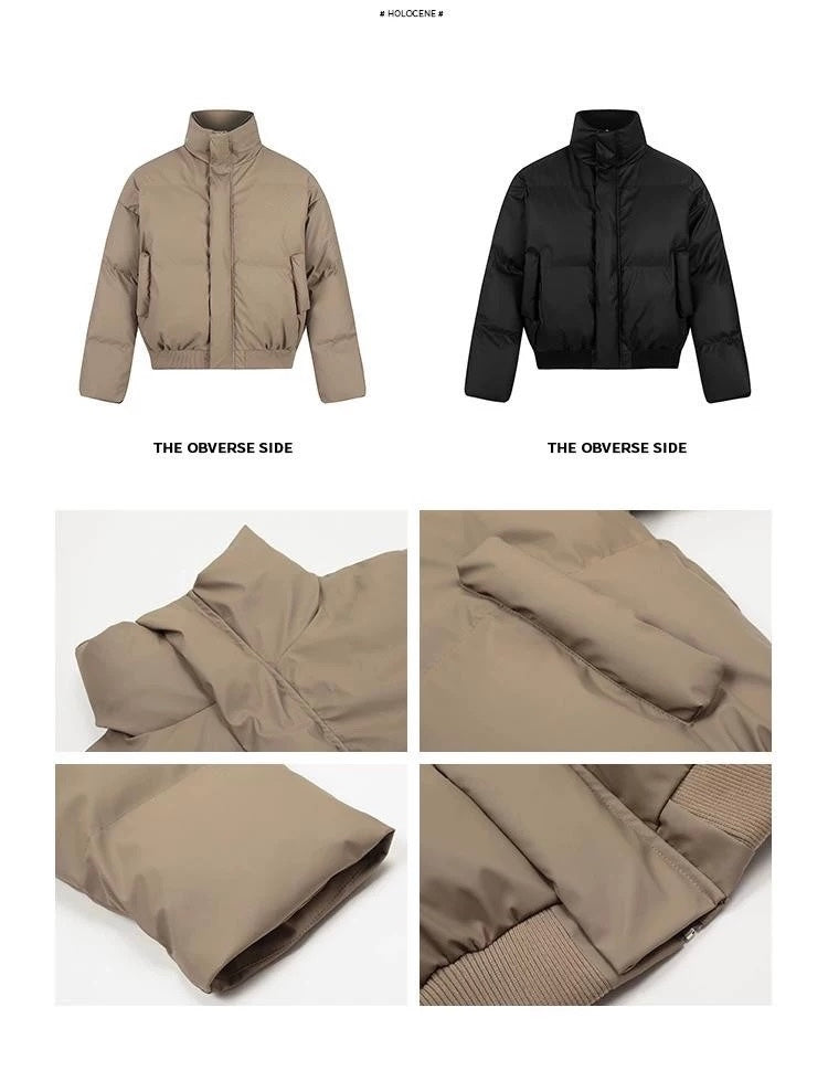 Men’s Short Stand Collar Down Jacket – Minimal Clean Fit Streetwear Puffer FE0047