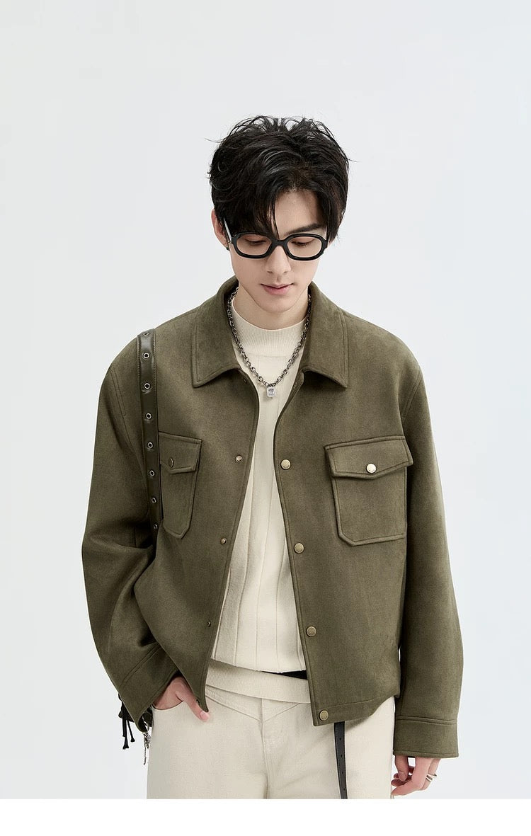Men's Retro Premium Faux Suede Lapel Jacke  FE0275