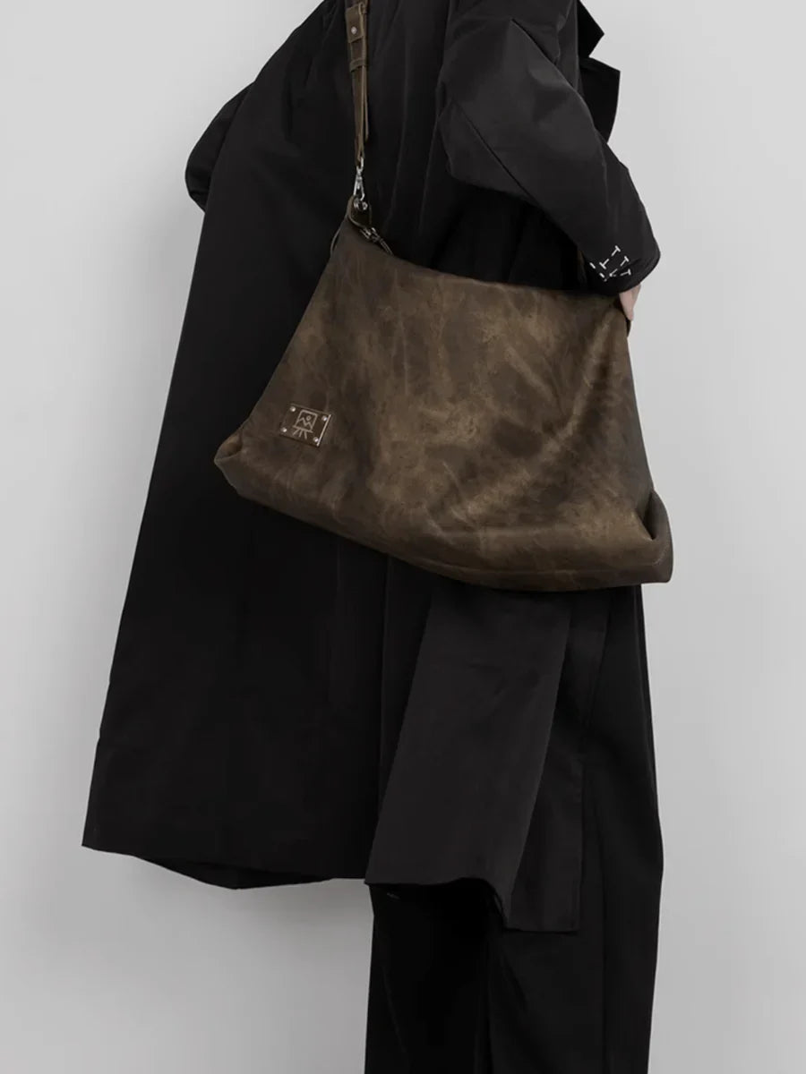 [LUCKYSTUDIO]LARGE SOFT LEATHER SHOULDER CROSSBODY BAG   FA113
