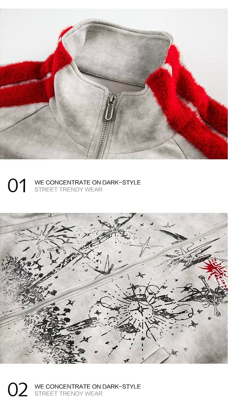 Men’s Printed Color-Block Fleece Jacket  FE0333