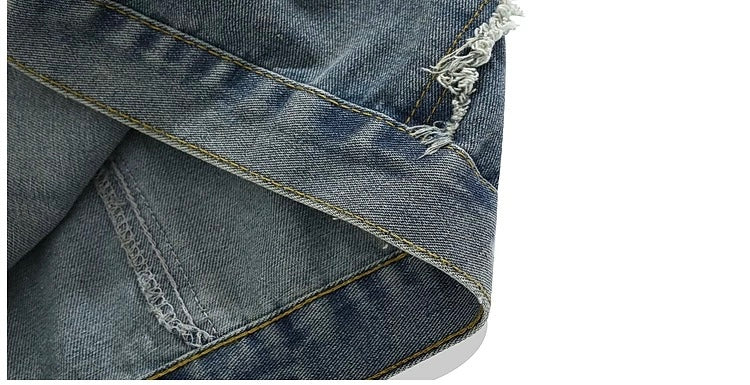 Men’s Vintage American Patchwork Frayed Denim Jacke  FE0331