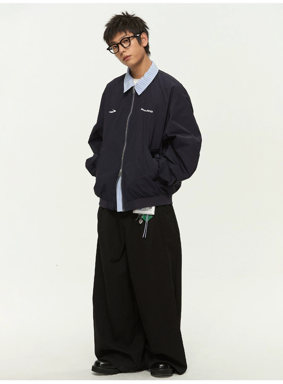Men’s Vintage Embroidered Layered Baseball Jacket – Retro Streetwear Bomber Coat   FE0017