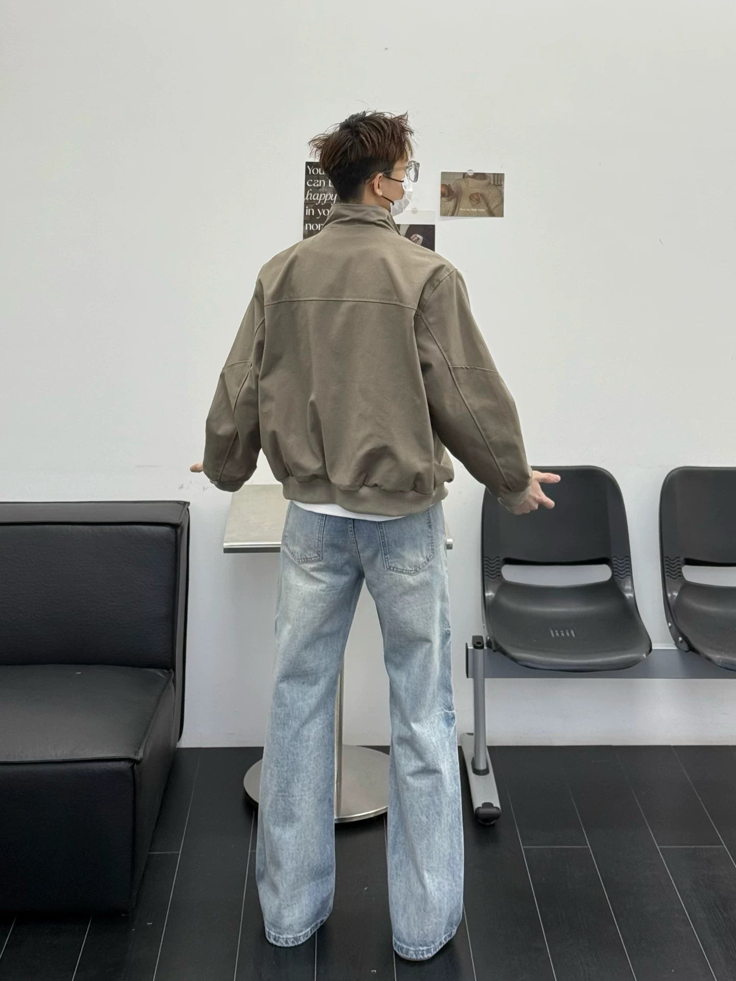 Men’s Stand Collar Jacket – Minimal Clean Fit Streetwear Outerwear   FE0048