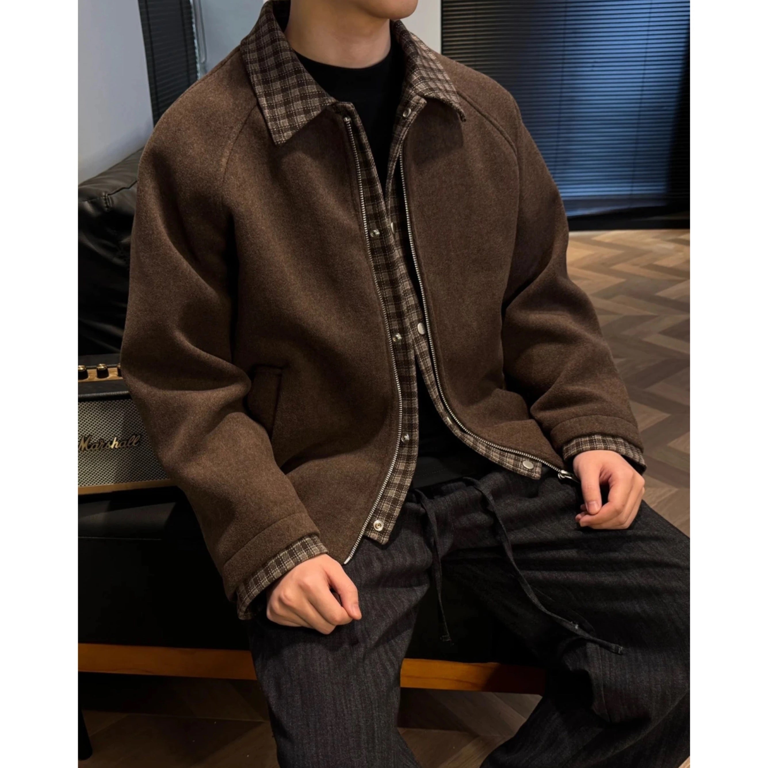 Men’s Loose-Fit Sheep Wool Padded Jacket   FE0075
