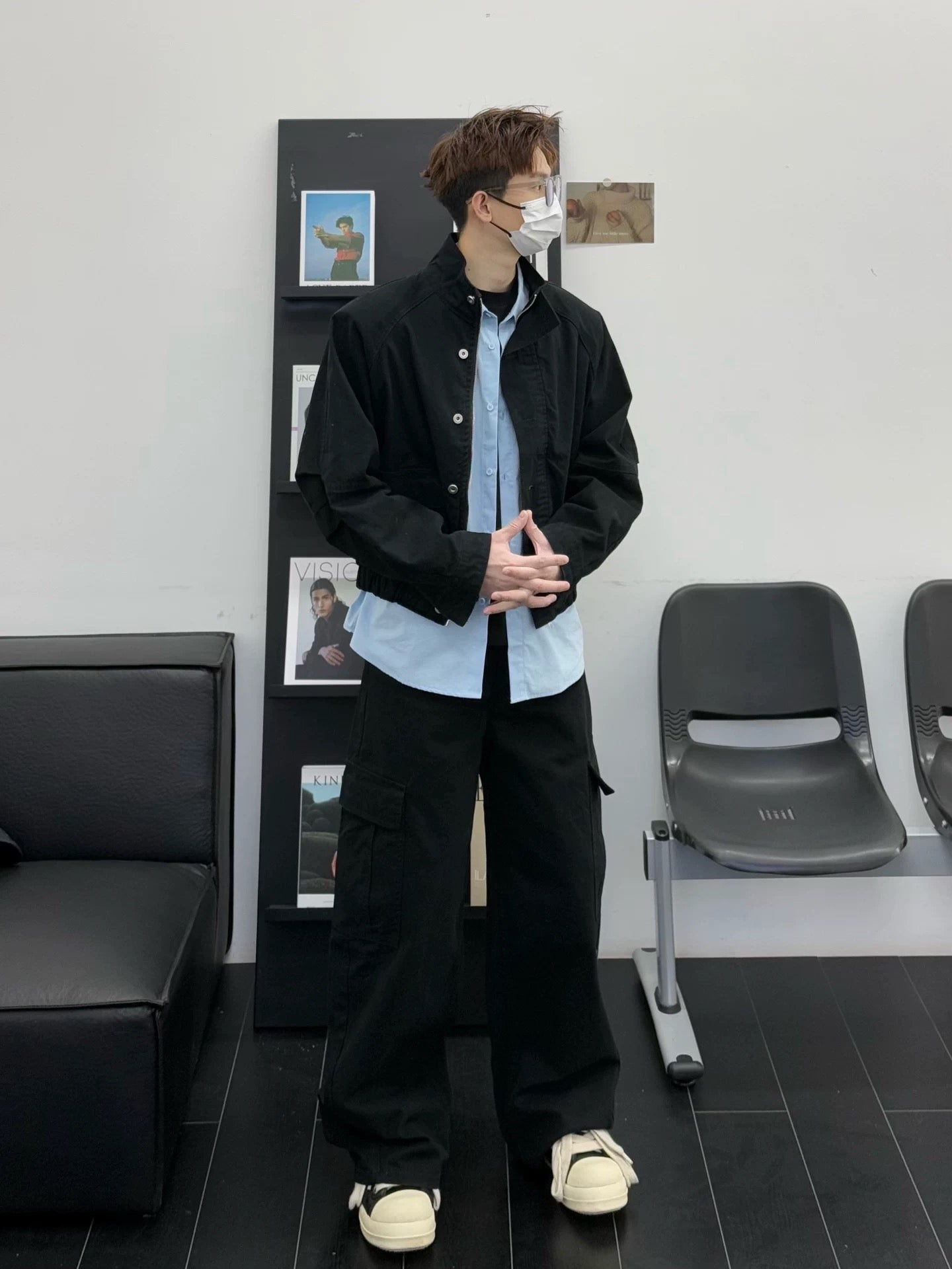 Men’s Short Utility Stand Collar Jacket – Vintage Workwear Streetwear Outerwear FE0051