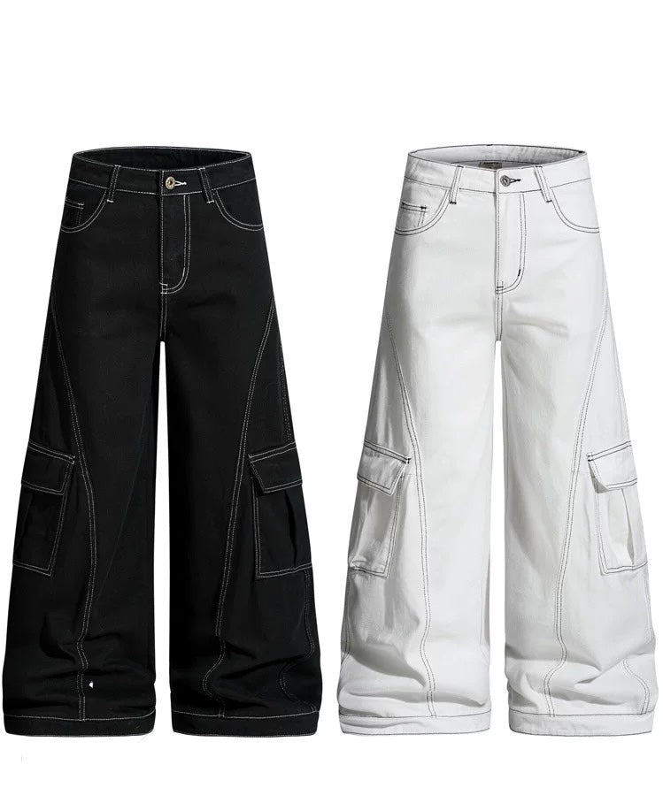 American Curved Wide-Leg Streetwear Trousers  FE0297