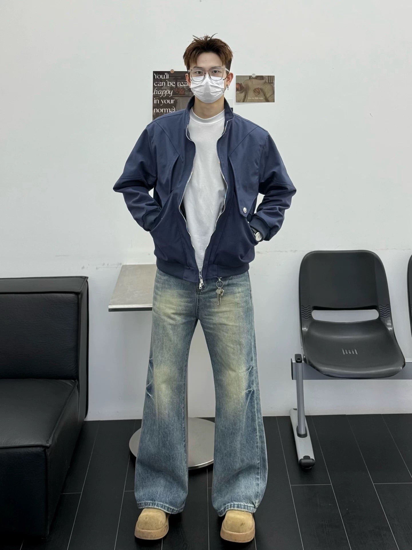Men’s Stand Collar Jacket – Minimal Clean Fit Streetwear Outerwear   FE0048