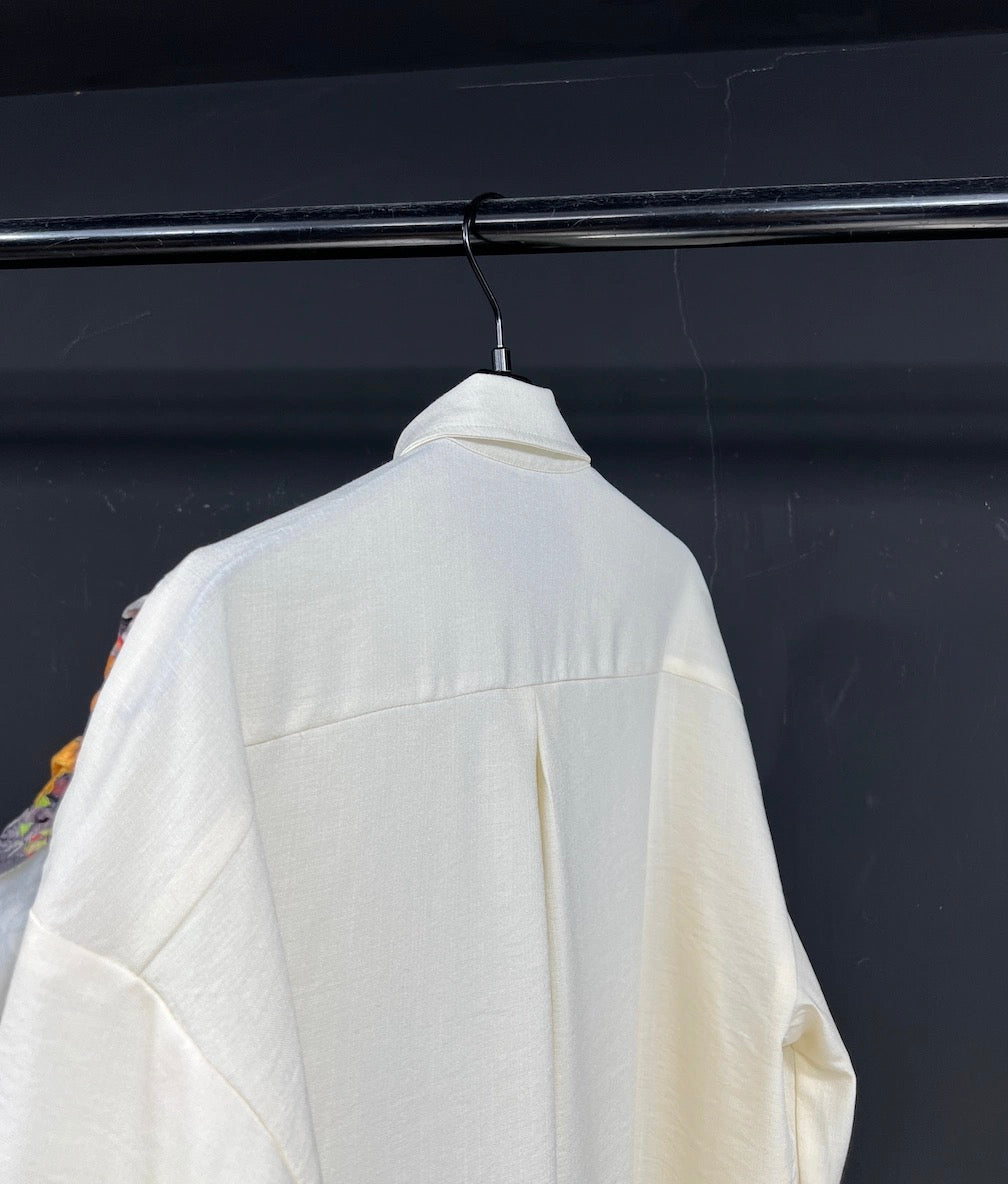 Men’s Original Design Loose Linen Shirt White Lightweight Long Sleeve Casual Base Top FE0281