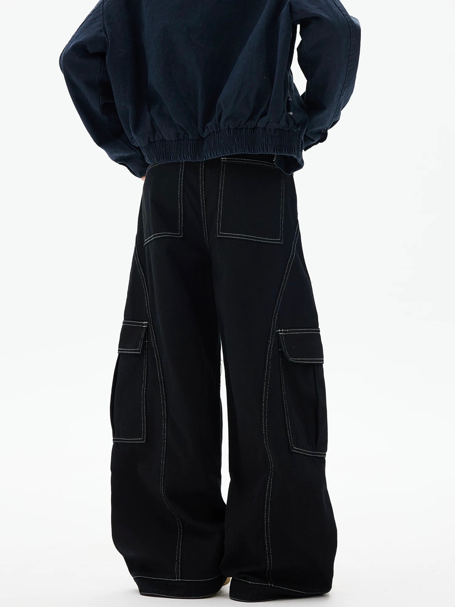 American Curved Wide-Leg Streetwear Trousers  FE0297