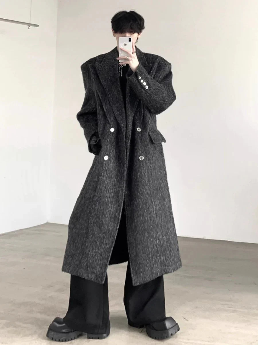 [AUTUMNWIND] GRAY MID-LENGTH TRENCH COAT FE0473