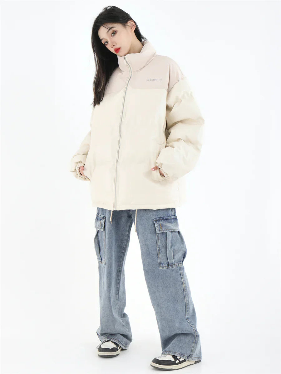 [INSstudios] PU LEATHER COTTON ZIPPER JACKET   FE0461