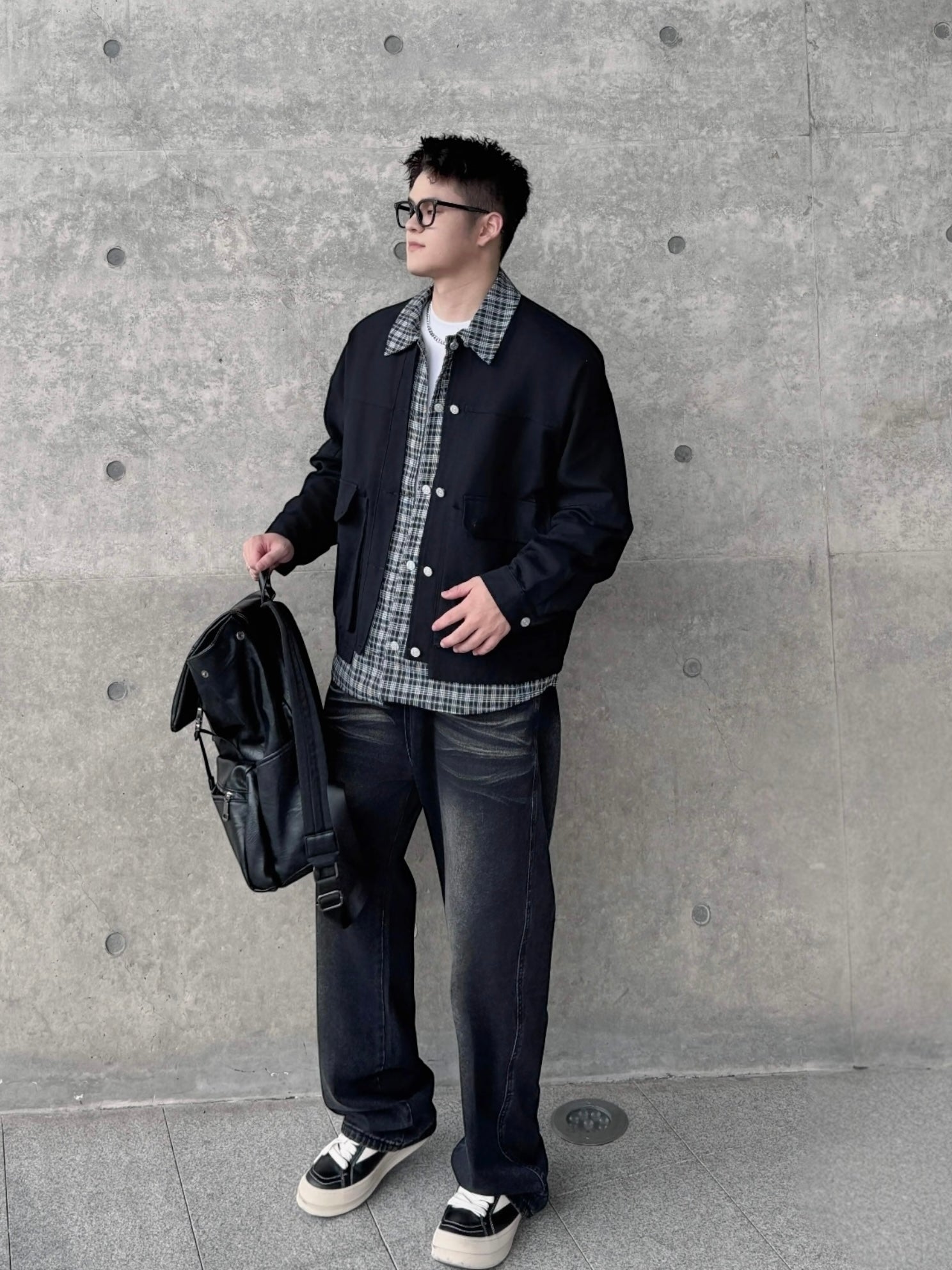 PLAID LAYERED WORK JACKET FE0496
