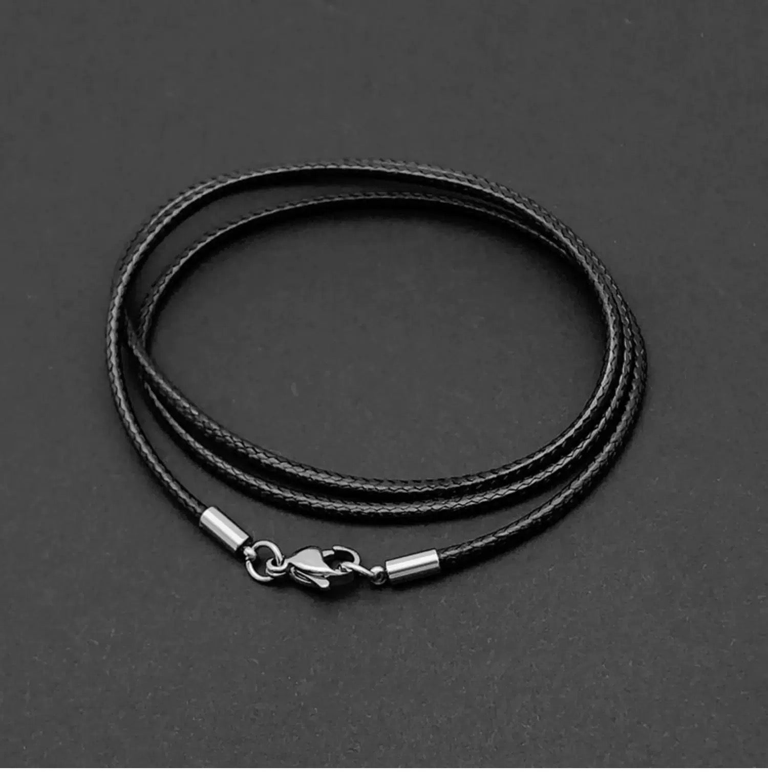 Unisex Black Wax Cord Necklace | Minimalist Adjustable Pendant Chain with Non-Fading Titanium Steel Clasp FA071