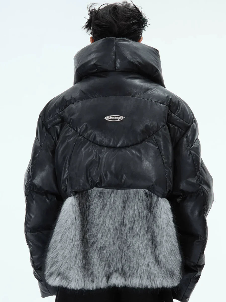 [CULTUREE] FAKE TWO-PIECE DESIGN FUR COTTON JACKET   FE0489