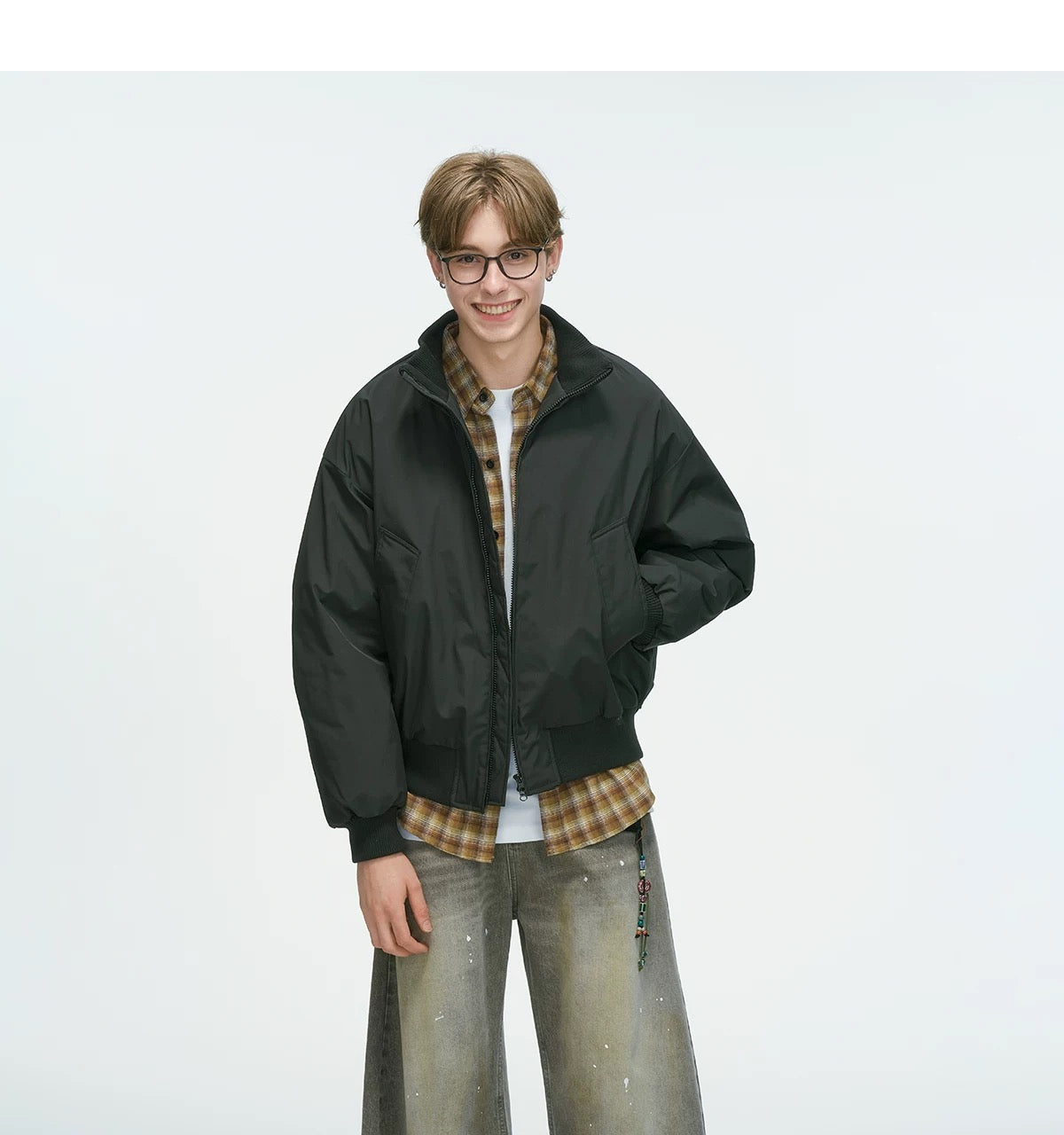 Stand Collar Down Jacket – Minimalist Warm Puffer for Winter Street Style   FE0073