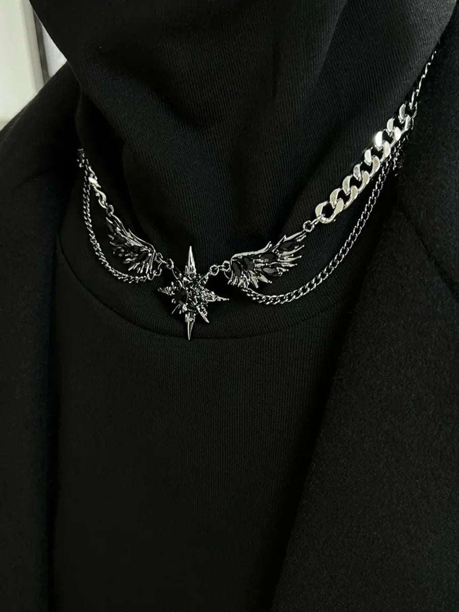 [CHEALIMPID] DARKGEMSTONE DIAMONDS WINGS DESIGN NECKLACE   FA088