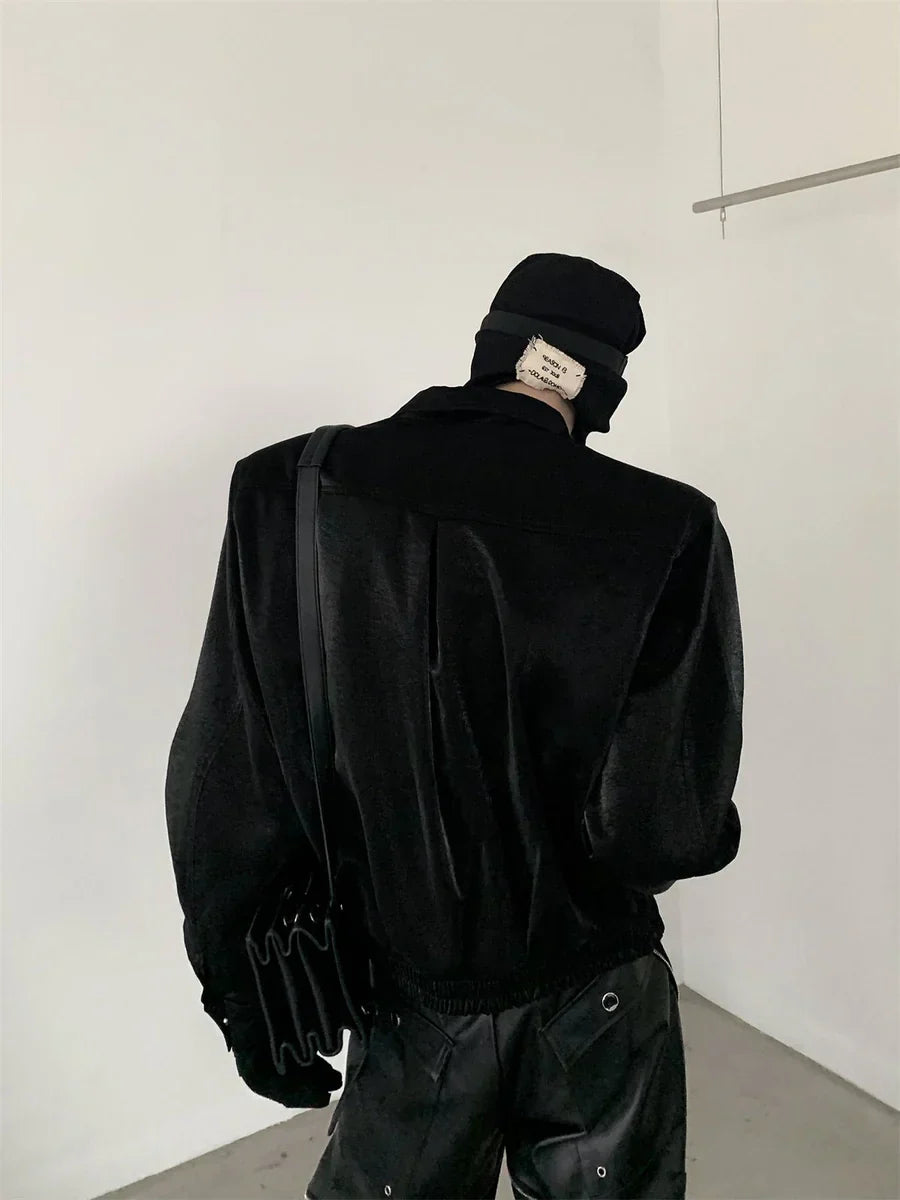 SHOULDER PADS SILHOUETTE LAPEL SHORT JACKET FE0466