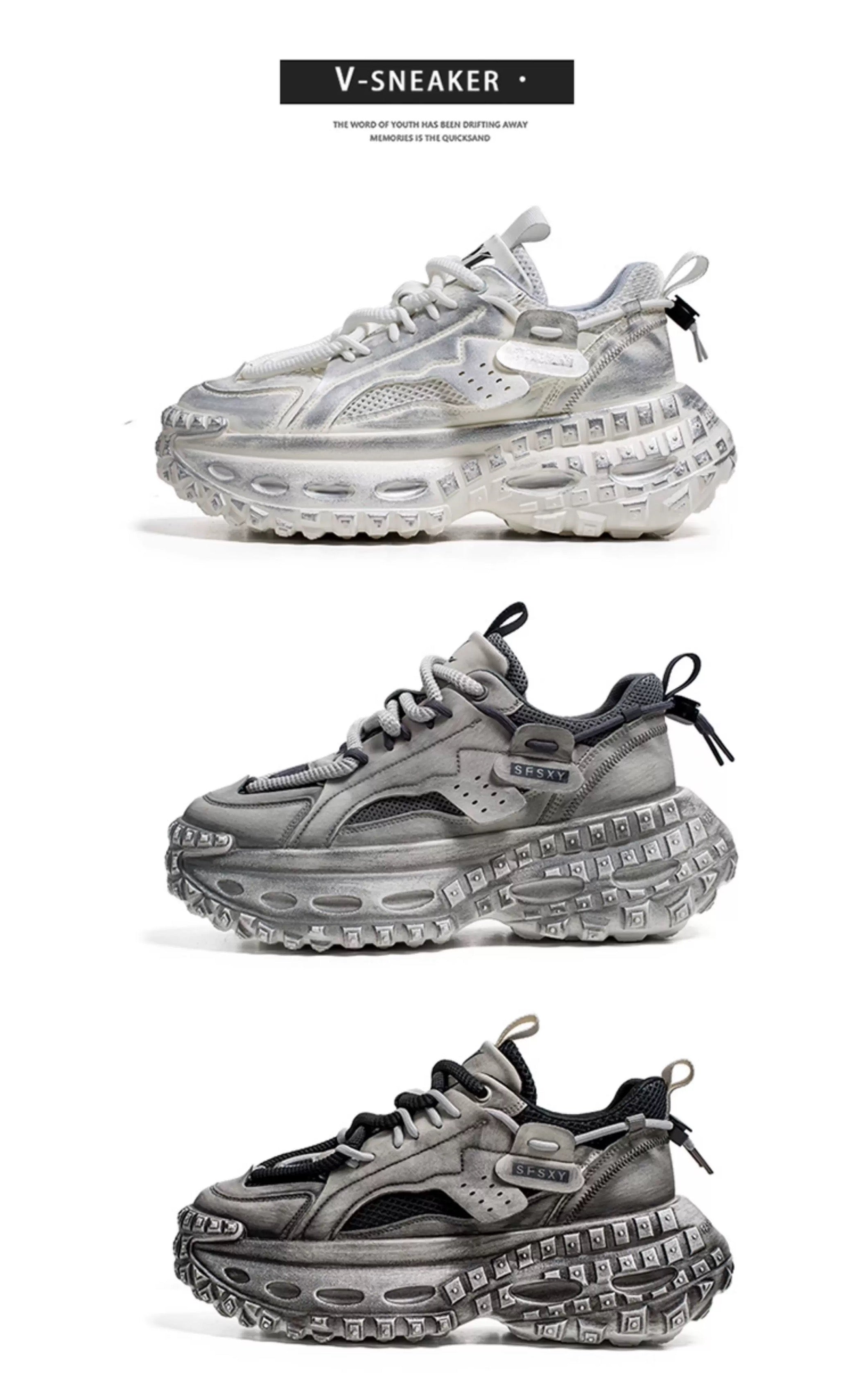 Men’s 2025 New Chunky Sneakers Tire Sole Platform Dad Shoes Fashion Street Style Casual Running ShoesS0016