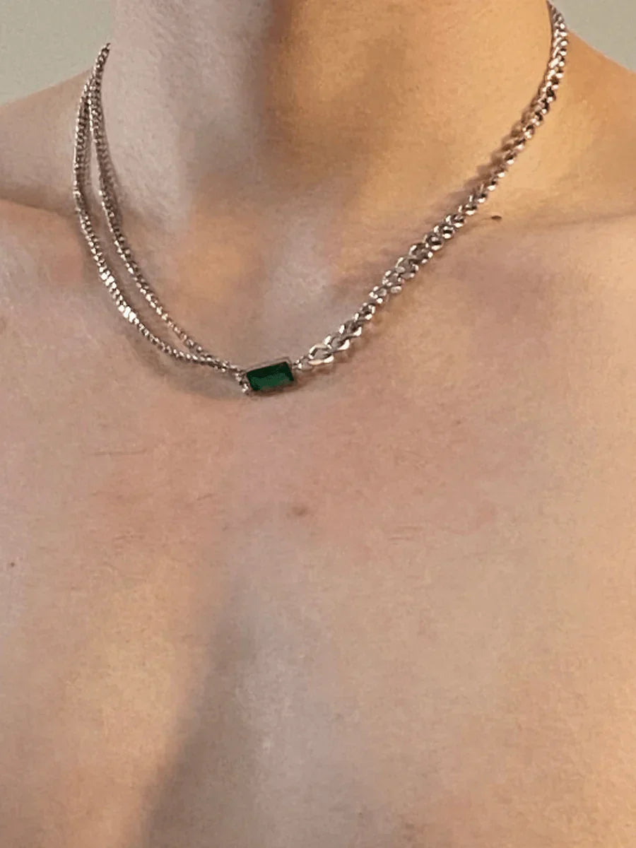 SQUARE GREEN DIAMOND NECKLACE   FA123