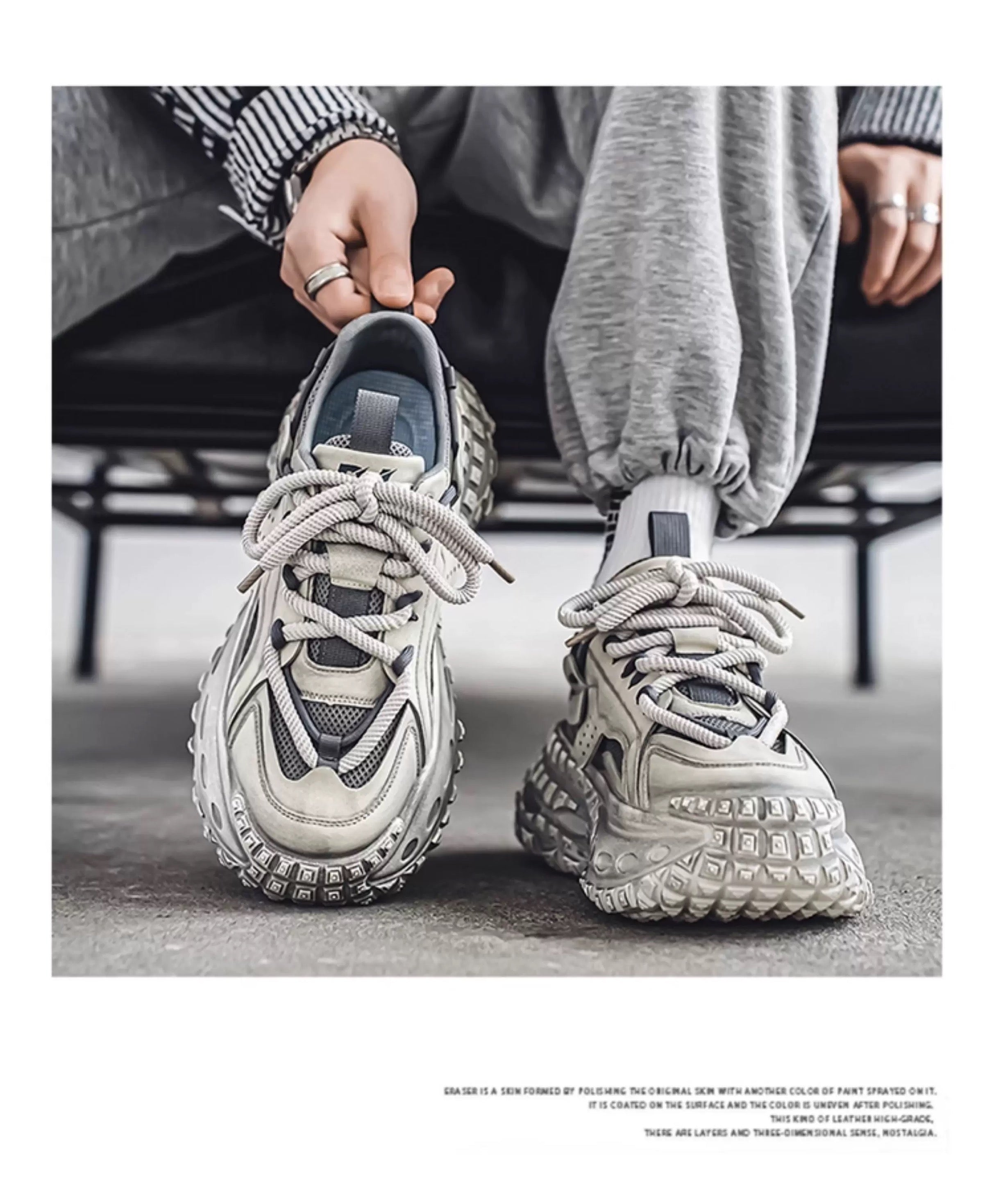 Men’s 2025 New Chunky Sneakers Tire Sole Platform Dad Shoes Fashion Street Style Casual Running ShoesS0016