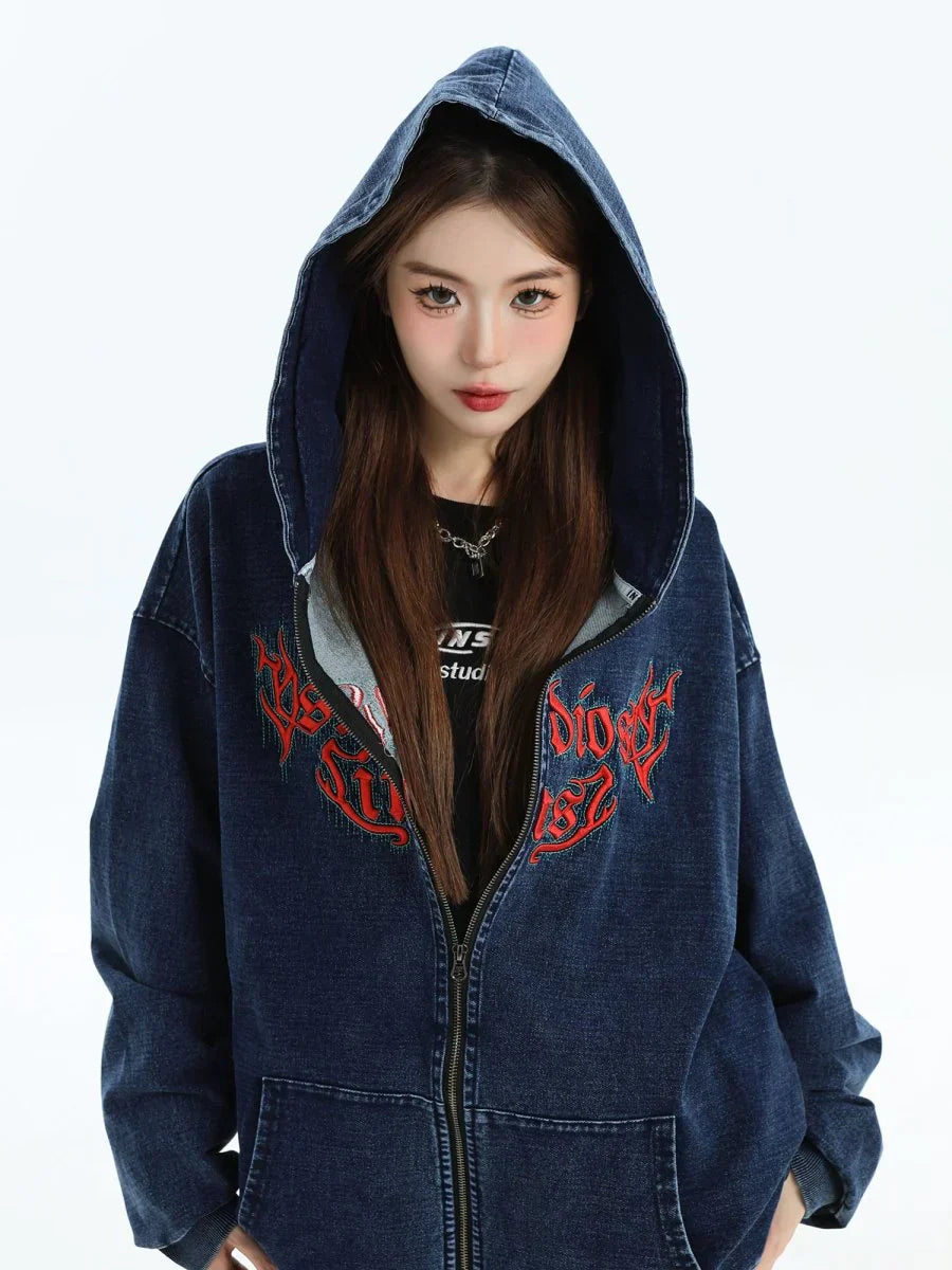 GOTHIC LETTER LOGO DENIM JACKET   FE0122