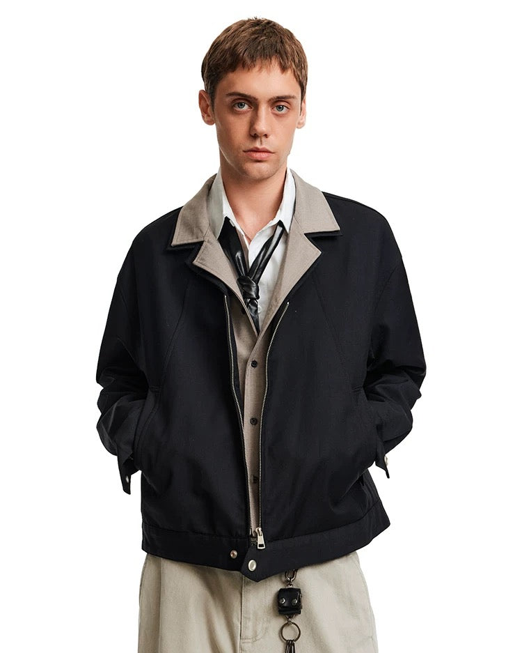 Men’s Deconstructed Layered Jacket – Vintage Minimal Street Outerwear   FE0034