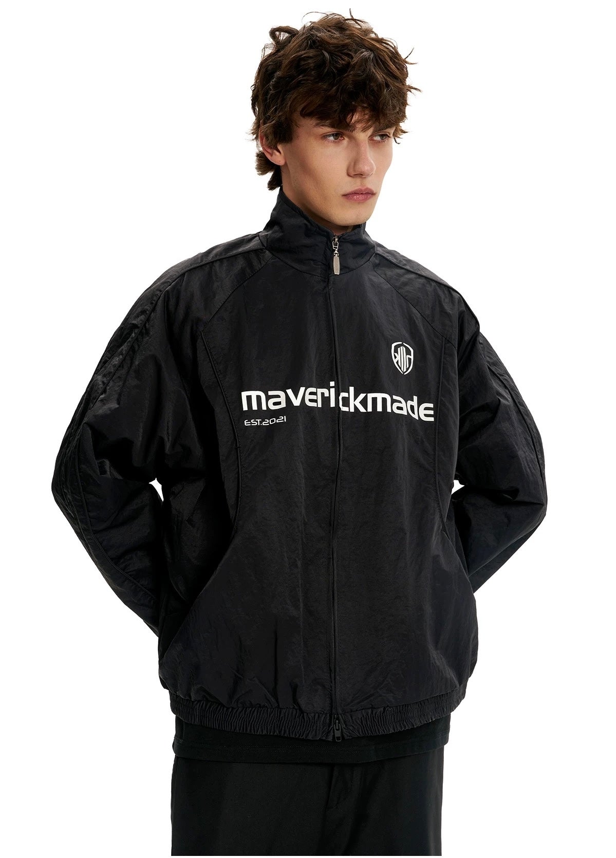 American Letter Print Jacket – Vintage Streetwear Varsity Zip Jacket   FE0070